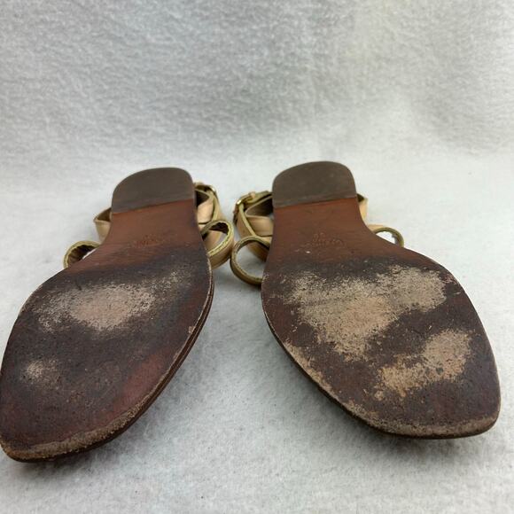 Uterque Women's Beige Leather Gladiator Sandal Toe-Loop Buckle Size 39 (US 8.5) - Picture 3 of 13